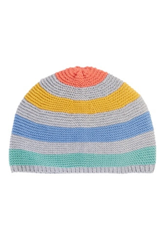 Frugi Harlen Knitted Hat - Grey Marl Stripe