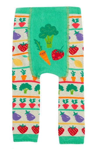 Frugi Little Knitted Leggings - Veg Fair Isle/Veg Pals