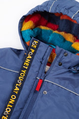 Frugi Rambler 3 In 1 Coat - Navy Blue/Autumn Stripe