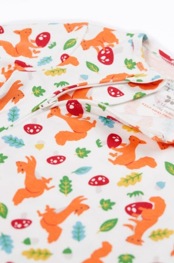 Frugi Kimono Zip Babygrow - Squirrel Friends