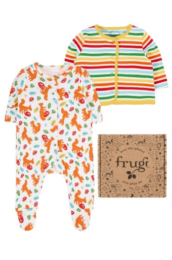 Frugi Scrumptious Babygrow Gift Set - Squirrel Friends