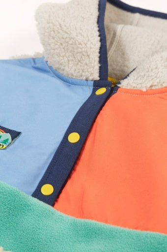 Frugi Casey Colour Block Fleece - Moss/Multi Colourblock