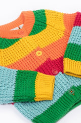 Frugi Cuddly Cardigan - Bright Rainbow Stripe