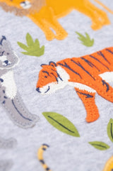 Frugi Jake Circular Top - Grey Marl/Big Cats