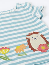 Frugi Wendy Applique Outfit - Lichen Stripe/Hedgehogs