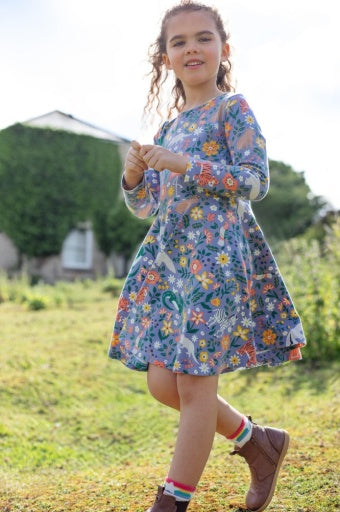 Frugi Sofia Skater Dress - Rainforest Friends