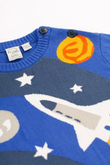 Frugi Elwood Knitted Jumper - Blue Tang/Rocket