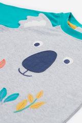 Frugi Happy Raglan T-Shirt - Grey Marl/Koala