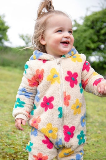 Frugi Cosy Ted Snuggle Suit - Flower Pop