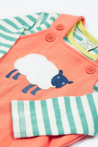 Frugi Coverack Dungaree Outfit - Cantaloupe/Sheep