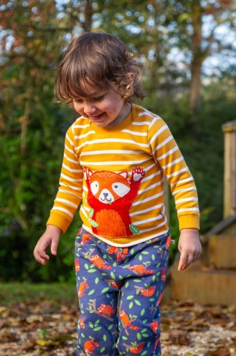 Frugi Easy On Top - Gold Breton Stripe/Red Panda