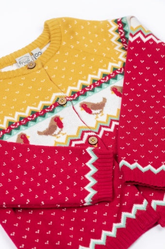 Frugi Carol Cardigan - Festive Fair Isle