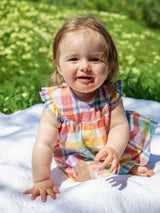 Frugi Flora Body Dress - Springtime Check/Rabbit