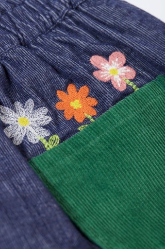 Frugi Cara Cord Skirt - Ink Blue/Flowers