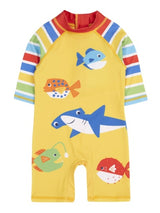 Frugi Little Sun Safe Suit - Rainbow Bright/Fish