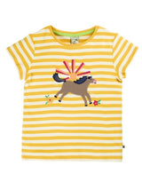 Frugi Camille Applique T-Shirt - Bumblebee Stripe/Horse