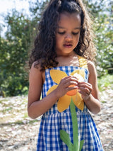 Frugi Allie Daisy Dress - Cobalt Gingham/Daisy