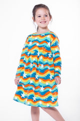 Frugi Cosy Amelia Dress - Wavy Stars