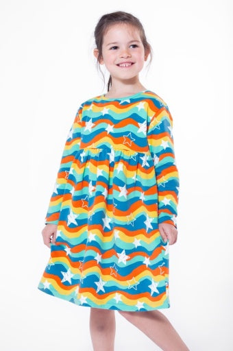 Frugi Cosy Amelia Dress - Wavy Stars