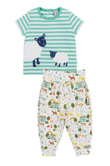 Frugi Frankie Summer Outfit - Farm Life/Moss Stripe