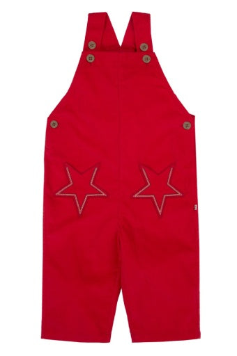 Frugi Cory Cord Dungaree - Berry Red/Star