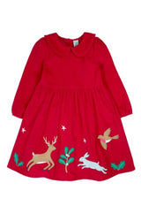 Frugi Peony Cord Dress - Berry Red/Robin