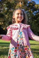 Frugi Romi Ruffle Cardigan - Pink Marl/Mushroom