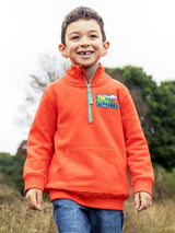 Frugi Handy Half Zip Sweatshirt - Papaya/Outdoors