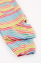 Frugi Dory Playsuit - Cornflower/Rainbow Stripe