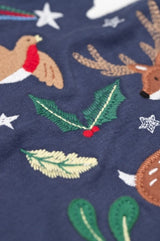 Frugi Anna Applique Top - Navy Blue/Caribou