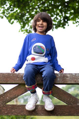 Frugi Owen Interactive Top - Blue Tang/Astronaut