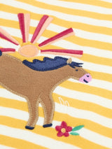 Frugi Camille Applique T-Shirt - Bumblebee Stripe/Horse
