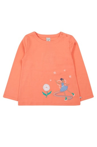 Frugi Anna Applique Top - Cantaloupe/Fairy