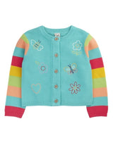 Frugi Cammie Cardigan - Pacific Aqua/Butterfly