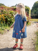 Frugi Rosemary Denim Dress - Denim/Flowers