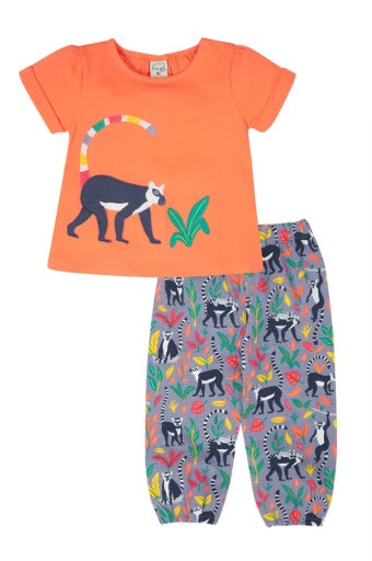 Frugi Rowenna Outfit - Cantaloupe/Lemur Laugh