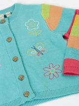 Frugi Cammie Cardigan - Pacific Aqua/Butterfly
