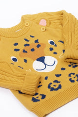 Frugi Caleb Character Knit Jumper - Primrose/Leopard