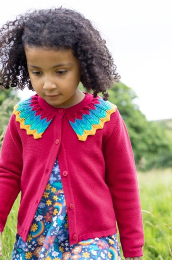 Frugi Wrenly Collared Cardigan - Lingonberry