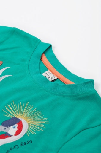 Frugi Carsen Applique T-Shirt - Iguana/Long Neck Pals