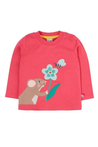 Frugi Adventure Applique Top - Rose/Mouse