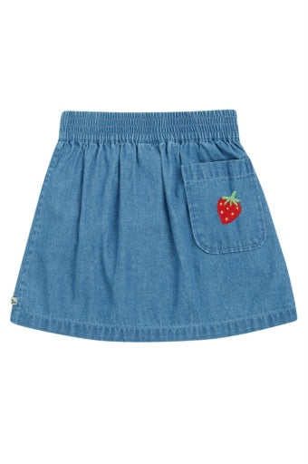 Frugi Charley Denim Skirt - Denim/Rainbow Strawberry