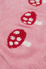 Frugi Romi Ruffle Cardigan - Pink Marl/Mushroom