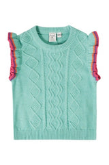 Frugi Ray Ruffle Tank Top - Lichen Marl/Rainbow