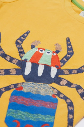 Frugi Carsen Applique T-Shirt - Bumblebee/Peacock Spider