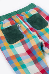 Frugi Ronnie Reversible Pull Ups - Holly Green/Check