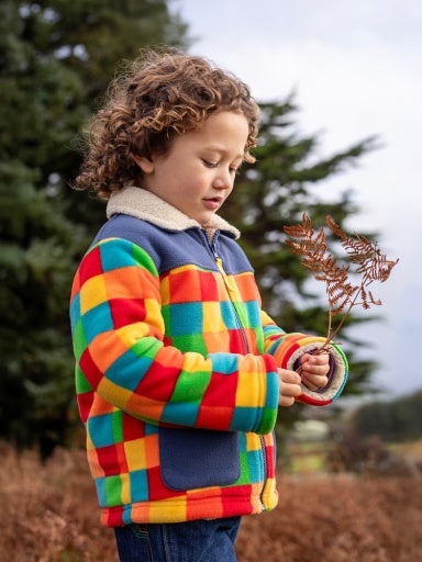 Frugi Blazey Reversible Fleece Jacket - Kaleidoscope/Moon