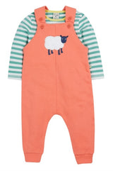 Frugi Coverack Dungaree Outfit - Cantaloupe/Sheep