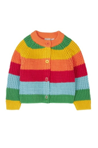 Frugi Cuddly Cardigan - Bright Rainbow Stripe