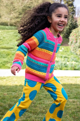 Frugi Rowe Rainbow Cardigan - Rainbow Pointelle